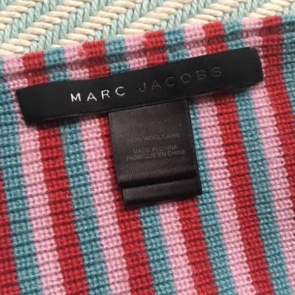 MARC JACOBS Wool Striped Long Scarf with Fringe - Picture 4 of 8